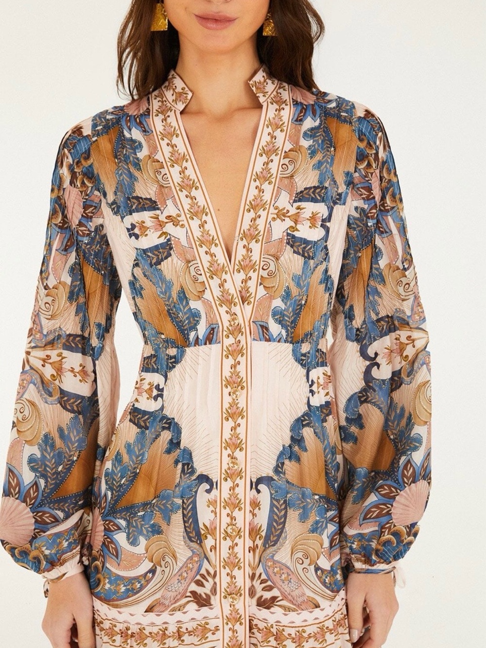 NWT FARM RIO Sea Garden Scarf Midi Dress Size Small Soft Pink reg $348 small - Picture 2 of 9